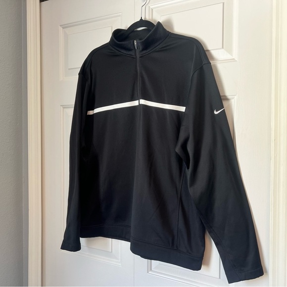 Men’s Nike Golf Therma-Fit Black Half-Zip Pullover with White Stripe Size Large - Picture 3 of 6